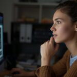A women searching right journal for her publication.